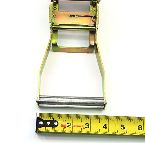 GRIPON (Pack of 2) 2" x8' Lasso Strap with 2" Ratchet and J Finger Hook Tie Down