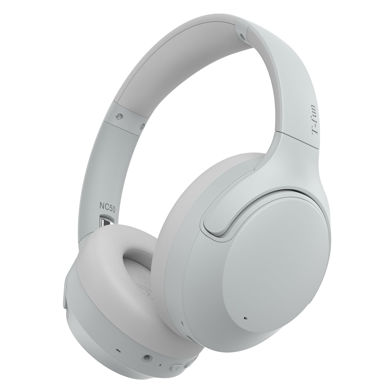 T-fun NC50 Hybrid Active Noise Cancelling Headphones Wireless Bluetooth 5.3, Foldable Over Ear Headphones, Custom EQ via App, 65 Hours Playtime, Low Latency Game Mode, Multipoint Connection