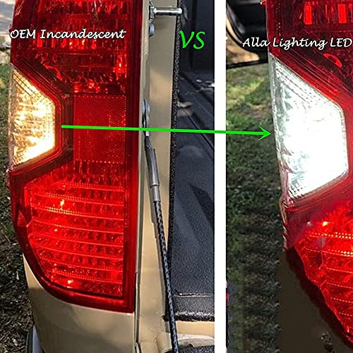 Alla Lighting Newly Upgraded T20 7440 7443 LED Back-up Reverse, Signal, Brake Light, or DRL Bulbs, 6000K Xenon White, Super Bright 2835-SMD 360° for Cars, Trucks