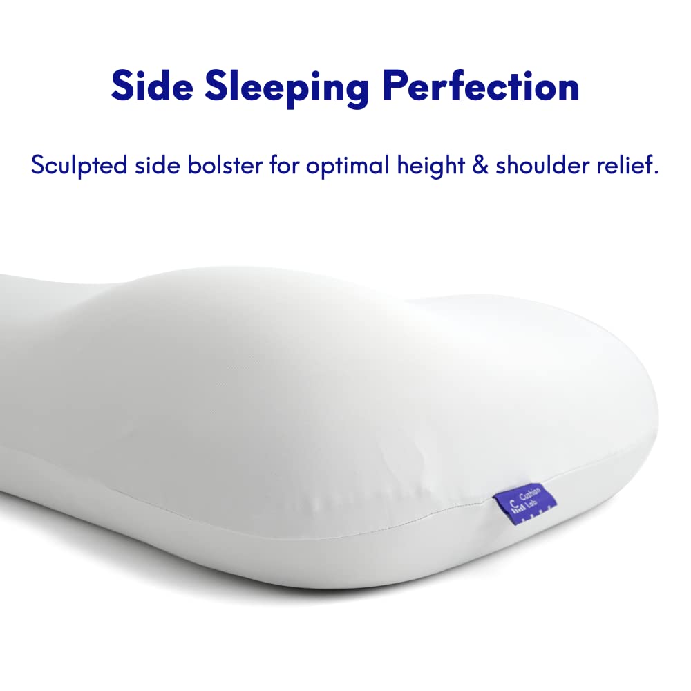 Cushion Lab Deep Sleep Pillow, Patented Ergonomic Contour Design for Side & Back Sleepers, Orthopedic Cervical Shape Gently Cradles Head & Provides Neck Support & Shoulder Pain Relief - Calm Grey