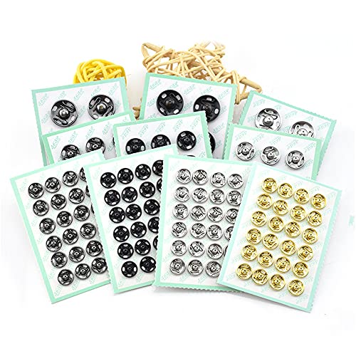 Mini Button Buckle Invisible Metal Snap Buttons Fasteners Press Studs Buttons for Sewing Clothing(Black,6mm)