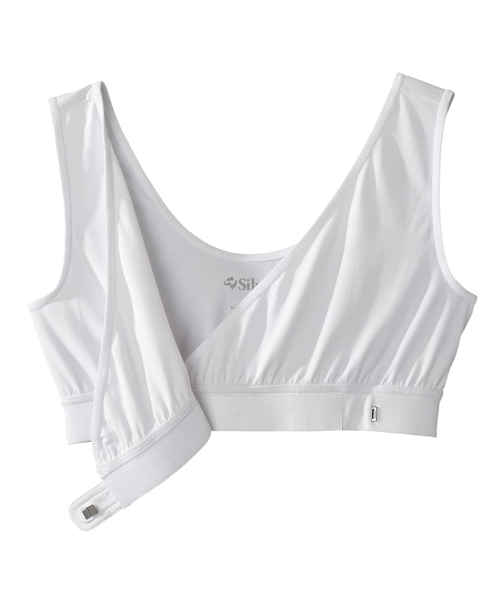Silverts Front Closure Bras for Older Women, Post Surgery Bras for Women Front Closure, Breast Surgery Recovery Supplies, Comfortable Adaptive Clothing for Elderly - True White LGE
