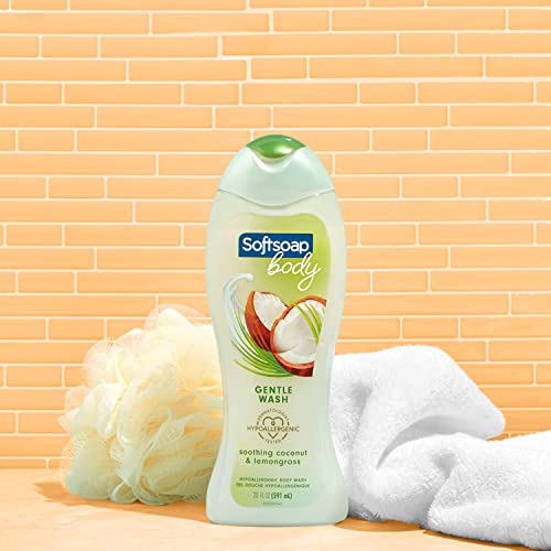 Softsoap Body Wash, Coconut Butter Scrub , Exfoliating Body Wash, 20 Ounce, 4 Pack