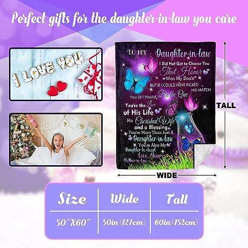 Atokke Daughter in Law Gifts, Daughter in Law Gifts from Mother-in-Law, Wedding Anniversary Valentine's Birthday Presents Throw Blanket 60"x50"