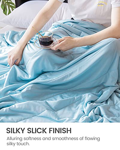 Topblan Cooling Comforter Queen Size, Lightweight Summer Blanket for Menopause Night Sweats, Breathable Soft Cooling Blanket for All Season Use, Machine Washable, 90"x90", Blue