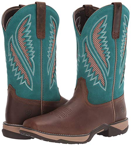 Ariat Womens Anthem VentTEK Western Boot Chocolate Chip/Turquoise 12