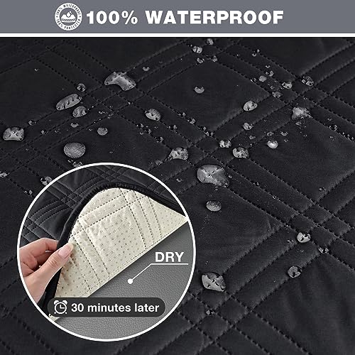 TAOCOCO 100% Waterproof Recliner Sofa Covers 3 Seater, Split Couch Covers for Reclining Couches for Kids Pets, Non Slip Reclining Couch Covers Furniture Protector with Straps(3 Seater, Navy Blue)