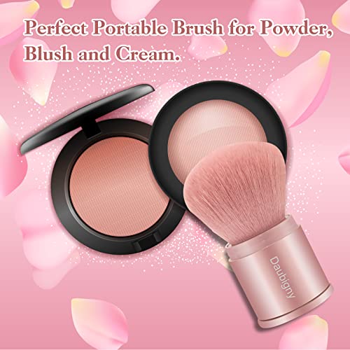 Retractable Kabuki Makeup Brush,Daubigny Powder Brushes Foundation Travel Foundation Brush for Blush Bronzer & Powder (Pink)