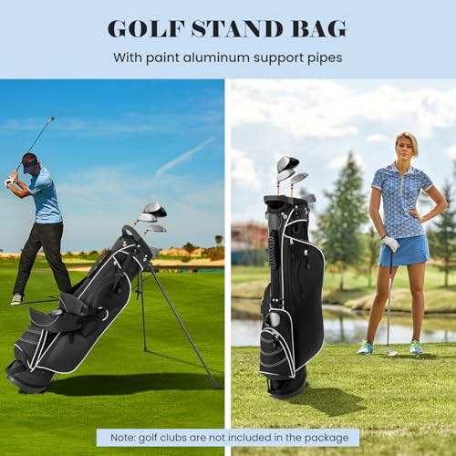 Tangkula Golf Stand Bag, Lightweight Organized Sunday Bag Easy Carry Shoulder Bag with 4 Way Dividers and 4 Pockets, Black