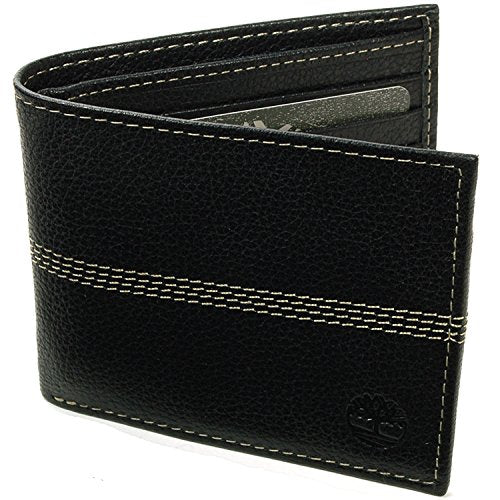 Timberland mens Sportz Quad Leather Passcase Wallet, Black (Quad Stitch), One Size