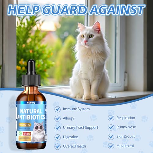 Digestive & Gut Support for Cats - Cat Probiotics Tasty Chews + Herbal Cat Antibiotics Supplement- Healthy Skin, Coat, Gut Support for Cats Supplements & Prebiotics