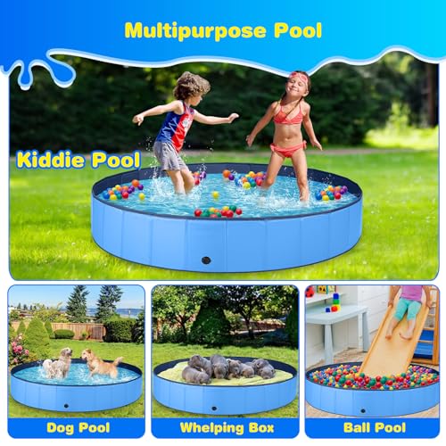 Jecoo Dog Pool for Large Dogs Kiddie Pool Hard Plastic Professional Dog Bathing Tub Kids Swimming Pool for Pets and Dogs