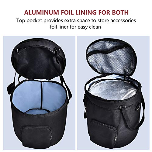 Pressure Cooker Travel Tote Bag, 2 Compartments Travel Tote Case for Cooker Accessories,Kitchen Round Applicances Storage Bag(Enclosed on the Bottom) (Black, Fit for 6 QT Instant Pot)