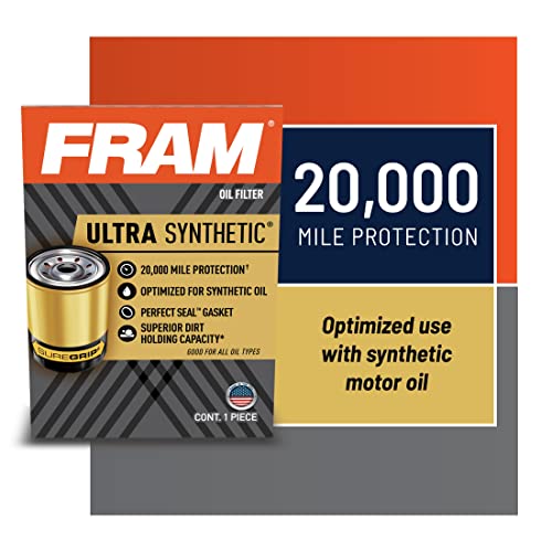 FRAM Ultra Synthetic Automotive Replacement Oil Filter, Designed for Synthetic Oil Changes Lasting up to 20k Miles, XG2 with SureGrip (Pack of 1)