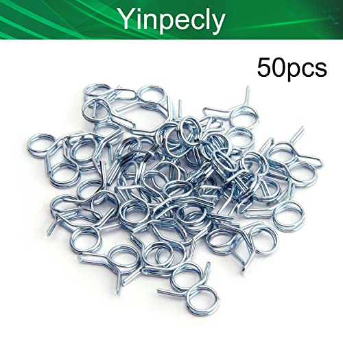 Yinpecly Double Wire Spring Hose Clamp 12mm(ID) Double Wire Fuel Line Silicone Hose Tube Spring Clips Silver Tone 20PCS