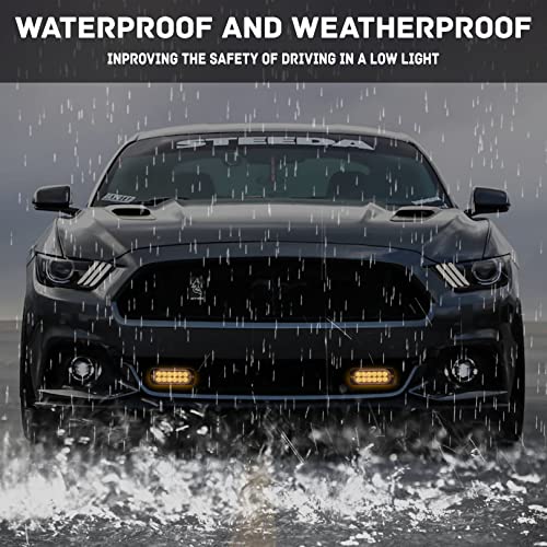 4-Pack 12 LED Amber Strobe Light Kit for Vehicles and Trucks - 12V-24V Emergency Warning Hazard Flash Bar Grill Surface Mount - Waterproof