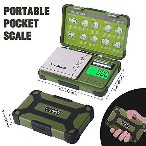 Fuzion Digital Pocket Scale 200g/0.01g, Gram Scale with Tare, Powder Herb Scale with 50g Cal Weight, Mini Jewelry Scale for Arrows, Herb, Travel, Small Projects