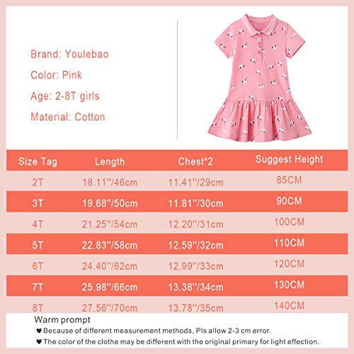 Youlebao Girls Cotton Long Sleeve Casual Cartoon Appliques Striped Jersey Dresses (3T, UGDS05)