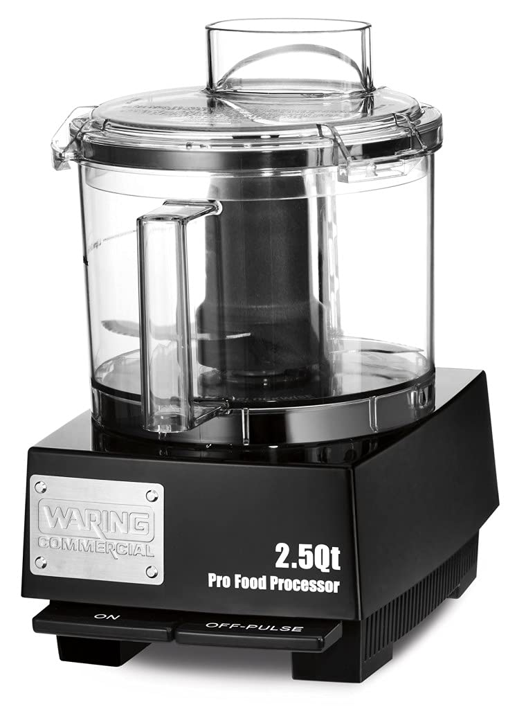 Waring Commercial WFP11SW 2.5 Quart Food Processor, 3/4 HP Motor, Low Profile Design, Patented LiquiLock Seal Bowl System, Includes Whipping Disc and a Standard S blade for Chopping, Pureeing, and Emulsyfying, 120V, 5-15 Phase Plug