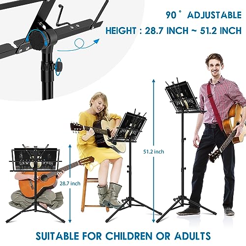 K KASONIC Music Stand, 2 in 1 Dual-Use Folding Sheet Music Stand & Desktop Book Stand, Portable Lightweight with Music Sheet Clip Holder Carrying Bag
