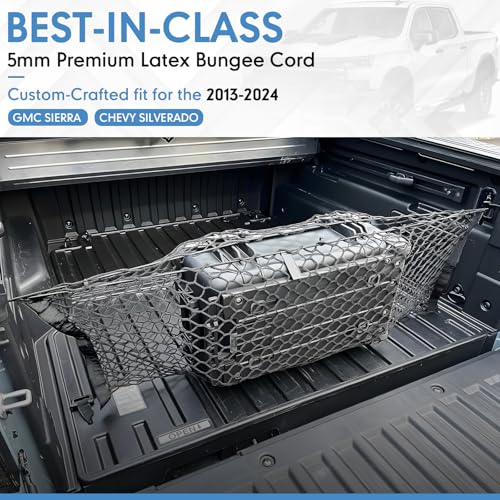 LINKCRO Truck Bed Cargo Net for Pickup Truck Bed - Premium Truck Bed Net for Trunk Organizers and Storage - Trunk Mesh Cargo Net for Chevrolet Silverado, FT150, GMC