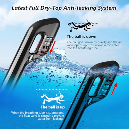 Snorkel Mask, Full Face Snorkel Mask,Snorkeling Gear for Adults Kids,Diving Mask, Mask and Snorkel,180 Degree Panoramic View Anti-Leak Anti-Fog