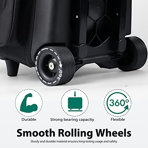 GoHimal Double Roller 2 Ball Bowling Bag with Separate Shoe Compartment for Bowling Shoes (Up To US Mens Size 15) and Oversized Accessory Pocket, Retractable Handle - Extends to 40" (Black)