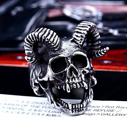 ZMY Home Mens Fashion Jewelry 316L Stainless Steel Rings for Men Punk Silver Demon Skull Ring (15)