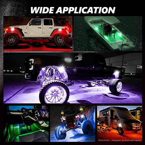 OPT7 Photon RGB LED Magnet Rock Lights with Remote Control, 4 Red Pods Wide Angle Multicolor Neon Underglow Lighting Kit with Extension Wire, IP68 Waterproof for Offroad Truck Jeep RZR ATV UTV SUV