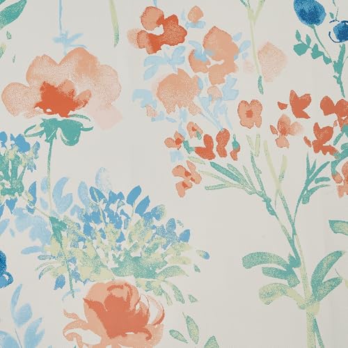 ugoutry 100% Blackout Flower Printed Cafe Window Valances, Bedroom Privacy Protect Light Filtering Pocket Small Curtain Valance, Red Blue Watercolor Bathroom Window Topper, 18 Inch Length, 1 PC