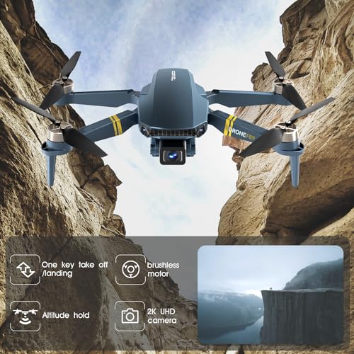 Brushless Super Endurance Foldable Drone with Camera for Beginners–60+ min Flight Time, WiFi FPV Quadcopter with 120°Wide-Angle 1080P HD Camera, Brushless Motor, Auto Hover, Follow Me (3 Batteries)