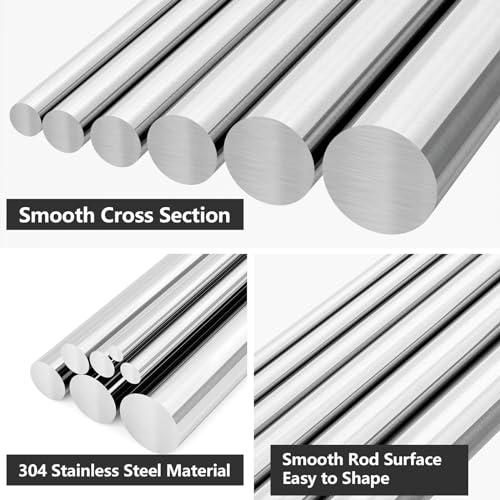 Eoiips 5/32" Diameter 304 Stainless Steel Round Rod Solid Rod 10" in Length, for DIY Metal Craft & Metal Working Hobbies, 2pcs
