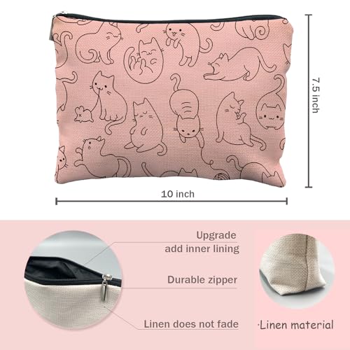 Likjad Cat makeup bag,cat gifts,make up bags for women,pink makeup bag,cat gifts for cat lovers,cat gifts for women,cat mom gifts,cat gifts for girls