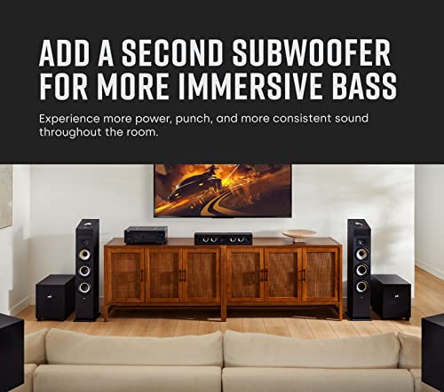 Polk Audio Monitor XT10 Subwoofer (2022) + XT15 Bookshelf Speakers - Dolby Atmos & DTS:X Compatible Home Audio Bundle