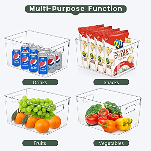 KAZIPA 4 Pack Kitchen Organizers - Clear Plastic Storage Bins for Fridge, Pantry, Cabinet, Countertops and Bathroom