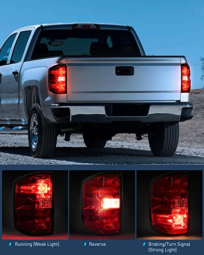 Nilight Driver Side Taillight Assembly for 2014 2015 2016 2017 2018 2019 Chevy Silverado 1500 2500HD 3500HD 2015-2019 GMC Sierra 3500HD 2019 Silverado 1500LD OE Style Rear Lamp