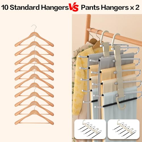 Pants Hangers Space Saving - 2 Pack for Closet Organizer