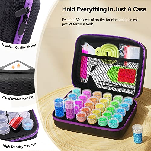 ARTDOT Diamond Painting Storage Containers, 30 Slots Diamond Painting Accessories Shockproof Jars for Jewelry Beads Rings Charms Glitter Rhinestones