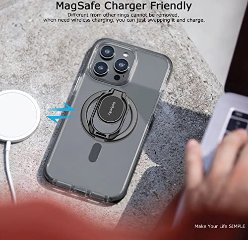 Doflyesky for Magsafe Magnetic Phone Ring Holder, Double Adjustable Gym Finger Ring Grip and Stand, Removable Phone Grip Holder for iPhone, iPad and Smartphones, Compatible with Magnetic Car Mount