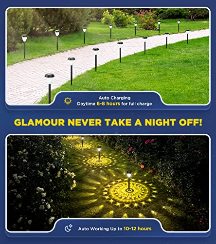 ornesign Ultra Bright Solar Outdoor Lights Decorative 10 Pack, 100% Faster Charge Solar Pathway Garden Lights Up to 12H Auto On/Off, Solar Lights Outdoor Waterproof for Walkway Yard Lawn (Warm White)