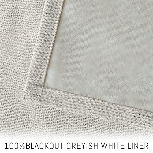 Yakamok Burnt Orange Linen Curtains 100% Blackout 63 Inches Long,Room Darkening Textured Curtains for Living Room Thermal Grommet Bedroom Curtains 2 Panels with White Liner