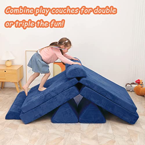 Betterhood Play Couch Sofa for Kids Large Size, Modular Kids Play Couch, Kids Couch Building Fort for Playroom Bedroom, Children Convertible Foam Cushion Couch for Boys and Girls, Blue