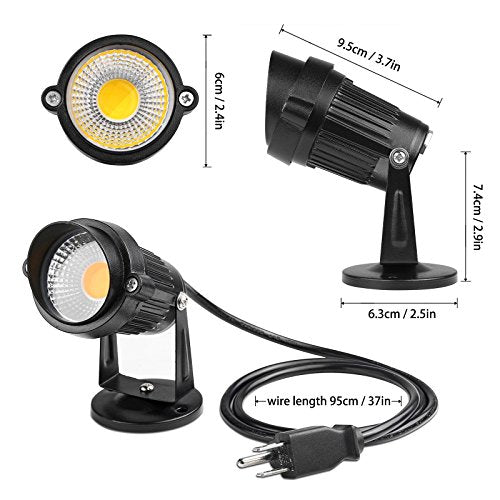 Lemonbest LED Landscape Up Down Light 5W White LED Decorative Spotlight Lamp 110V with Plug for Indoor Outdoor Yard Step Wall Lighting (Warm White) (Include Spike)