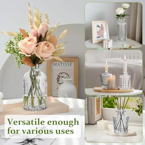 RUCKAE Small Clear Bud Vases Bulk 12 Pack Mini Flower Glass Vases for Centerpiece Table Wedding Decorations Home Decor Party(Transparent)