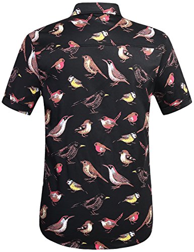 SSLR Mens Tropical Shirts Relaxed Fit Short Sleeve Hawaiian Shirts for Men (Small, Black)