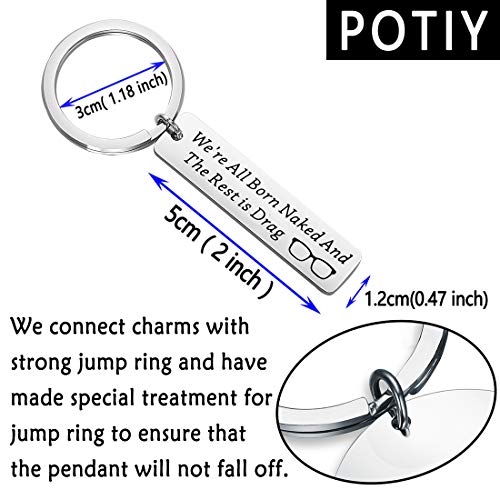 POTIY Drag Queen Keychain We Are All Born NakedKeychain Drag Lover’s Jewelry Makeup Keychain（Keychain）