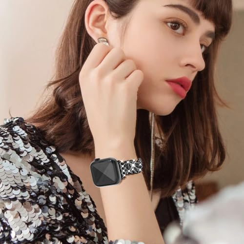WINGLE for Apple Watch Bands 40mm 41mm 38mm for Women Series 9 8 7 6 5 4 3 2 1 SE, Sparkle Angel Wings Bling Diamond Rhinestone Apple Watch Metal Band Dressy Chain Bracelet for iWatch, Black