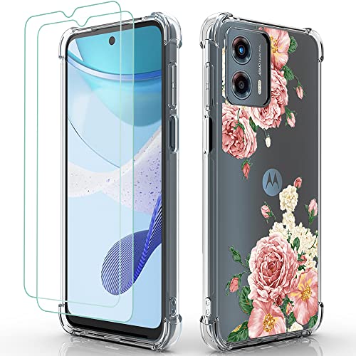 Osophter for Moto G 5G 2023 Case,Motorola G 5G 2023 Case Women Girls Flower Floral with Screen Protector Shock-Absorption Flexible TPU Rubber Phone Cover for Moto G 5G 2023(Big Rose Flower)