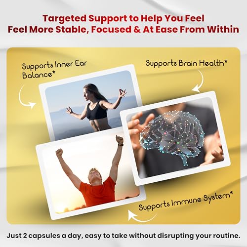 VEGATOT Vertigo Supplement *USA Made and Tested* Inner Ear Supplement with Ginkgo Biloba Lion's Mane Lemon Balm Ginger VIT B1, B6, B12- for Dizziness Spinning Inner Ear Balance