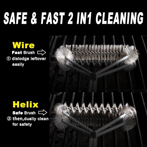 GRILLART Grill Brush Bristle Free & Wire Combined BBQ Brush - Safe & Efficient Grill Cleaning Brush- 18" Grill Cleaner Brush for Gas/Porcelain/Charbroil Grates - BBQ Accessories Gifts for Men